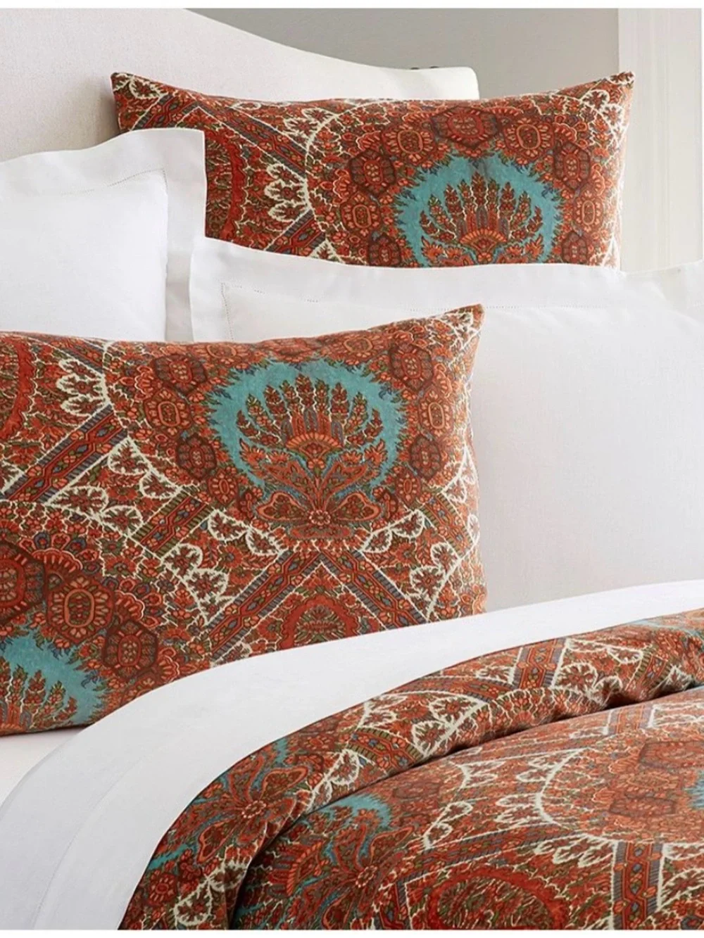 Pottery Barn Sabrina Velvet King Duvet Cover Set 2 King Shams Boho Paisley